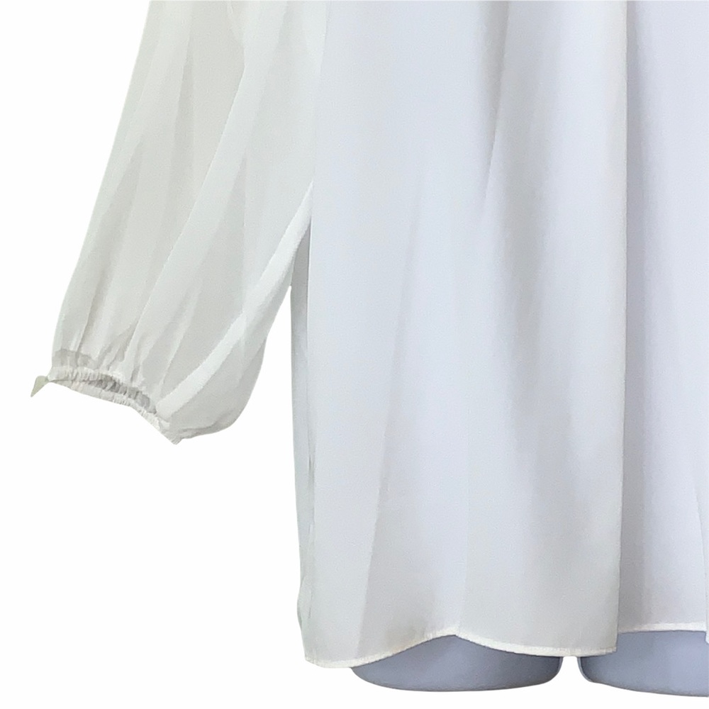1. State Off Shoulder Halter White Chiffon Blouse - Picture 7 of 15